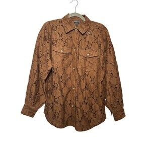 Shyanne Brown Lace Western Shirt‎ with Fringe Detail Women's XS